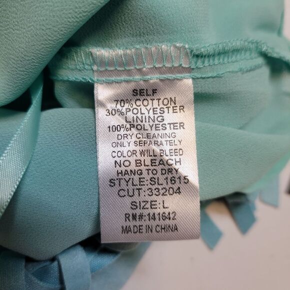 She + Sky Blue Sueded Fabric Fringe Tank Top Boho Western NEW Women's Large - Picture 6 of 7